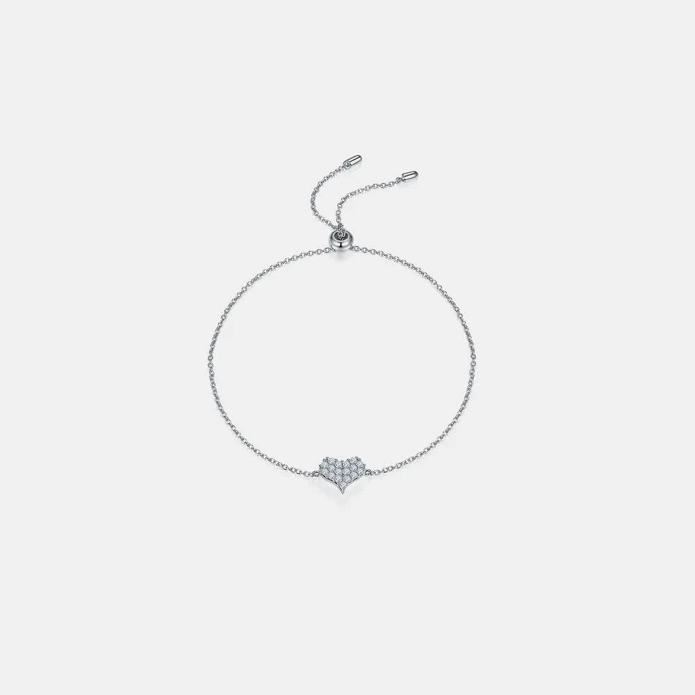 Moissanite 925 Sterling Silver Heart Bracelet - luxurift