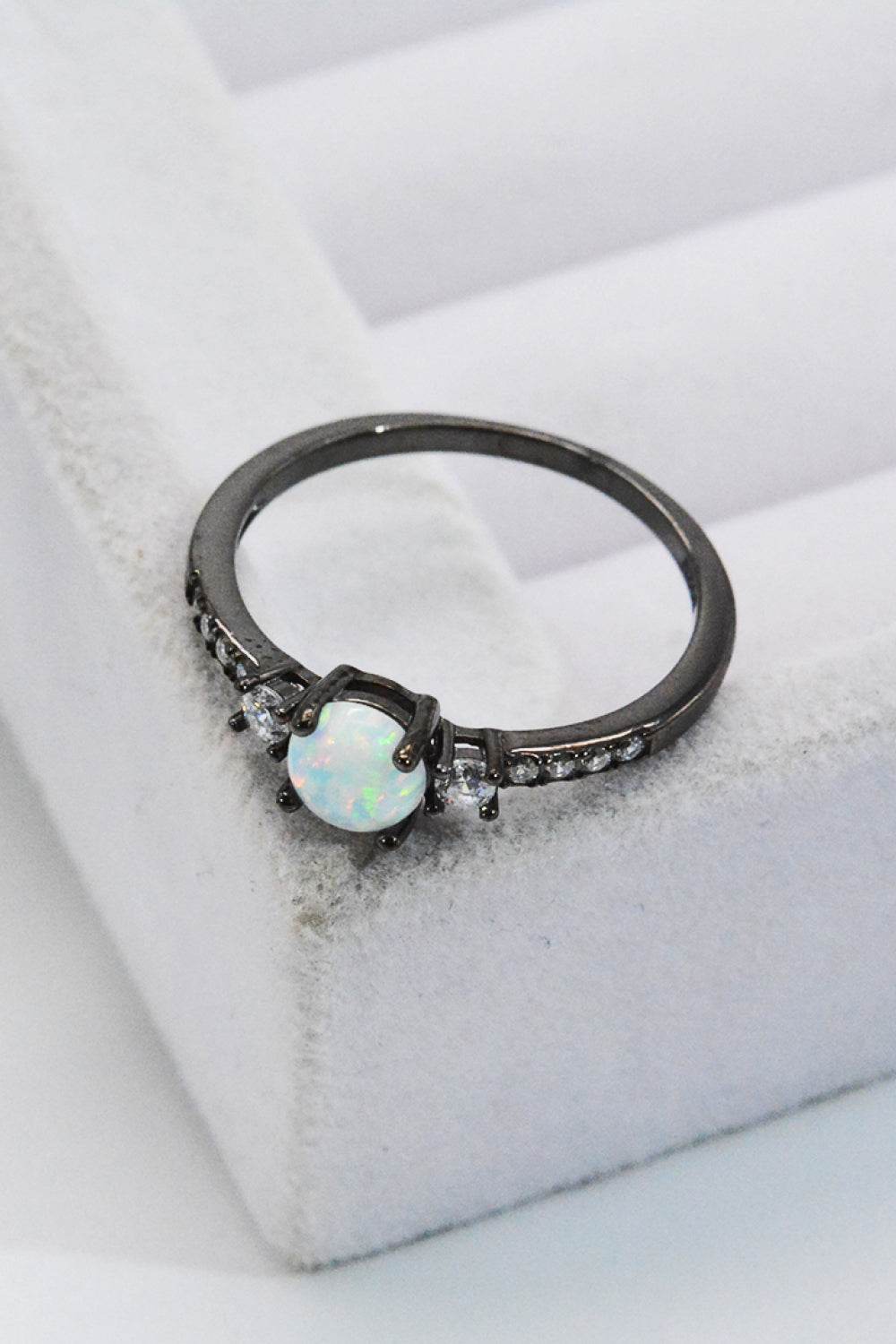 925 Sterling Silver Round Opal Ring - luxurift