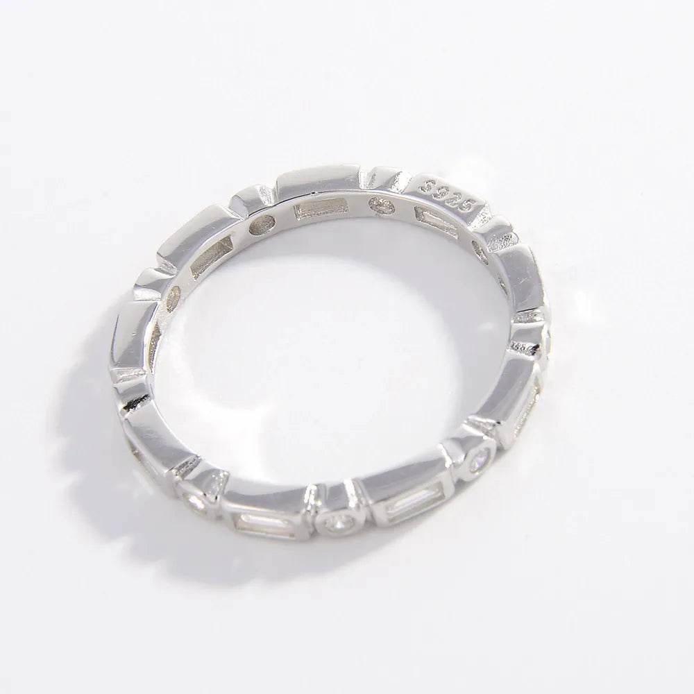 925 Sterling Silver Geometric Shape Zircon Ring - luxurift