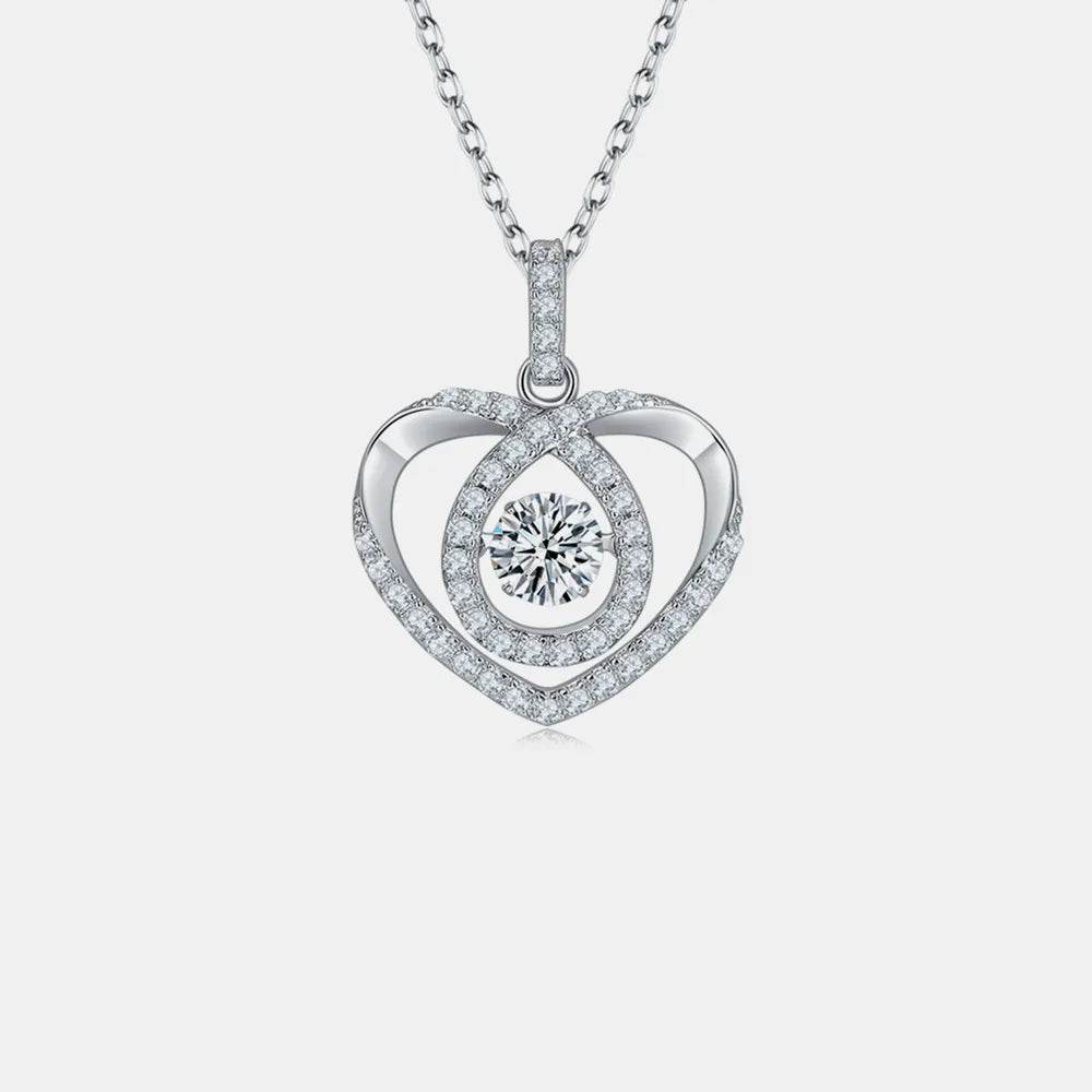 Moissanite 925 Sterling Silver Heart Shape Necklace - luxurift