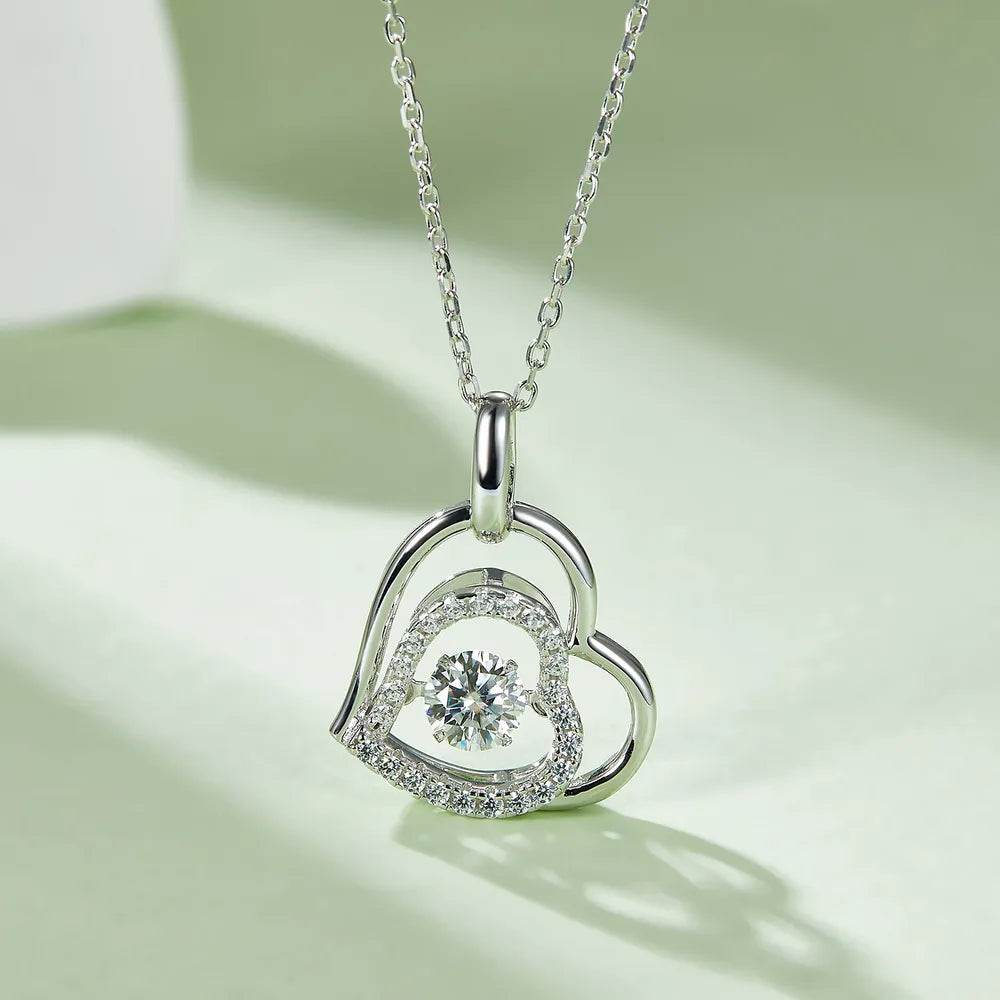 Moissanite 925 Sterling Silver Heart Necklace - luxurift