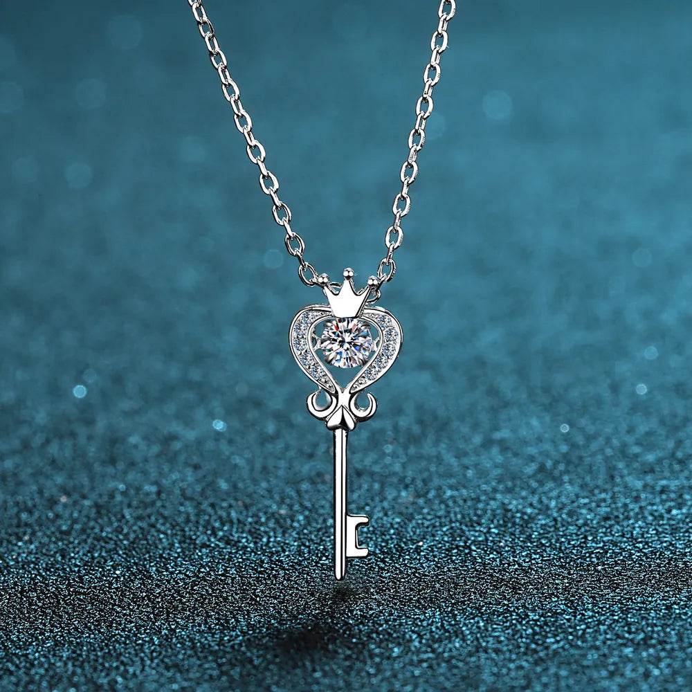 Key Shape Moissanite 925 Sterling Silver Necklace - luxurift