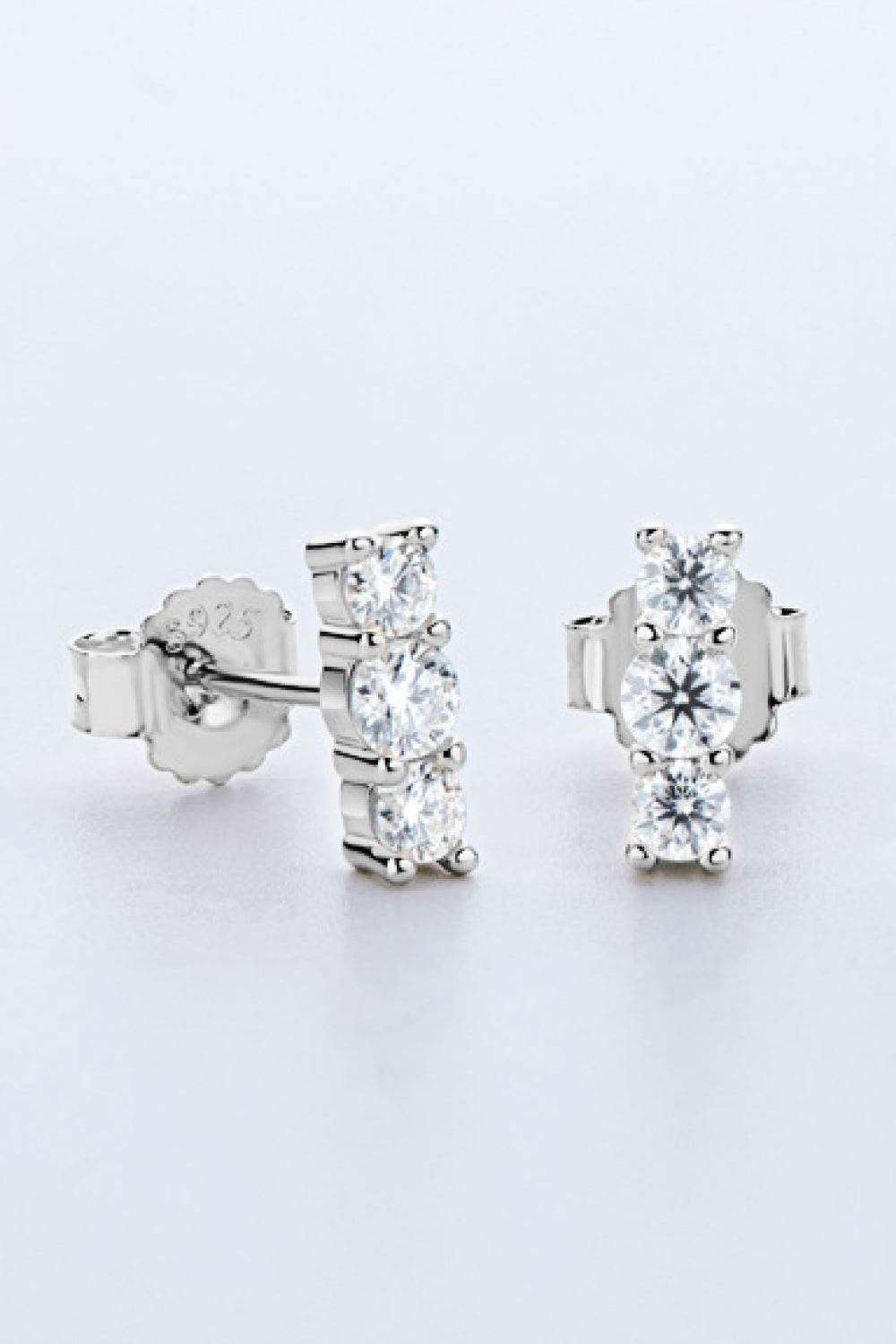 Heartbeat Rhythm 925 Sterling Silver Moissanite Stud Earrings - luxurift