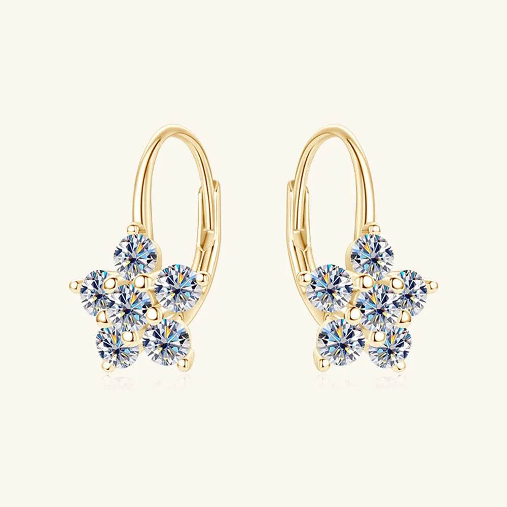 1.2 Carat 925 Sterling Silver Moissanite Flower Huggie Earrings - luxurift