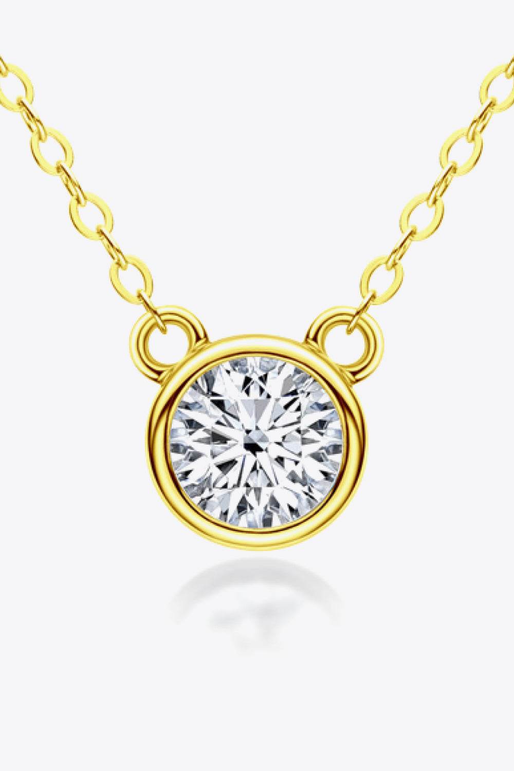 925 Sterling Silver 1 Carat Moissanite Round Pendant Necklace - luxurift