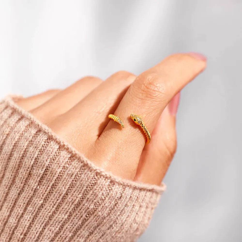 Snake Shape 18K Gold-Plated Bypass Ring - luxurift