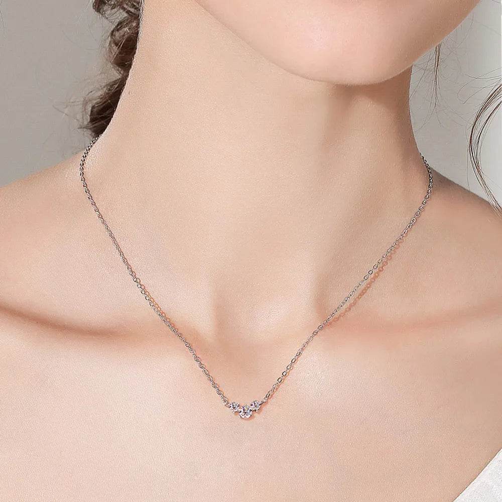 925 Sterling Silver Inlaid Moissanite Necklace - luxurift