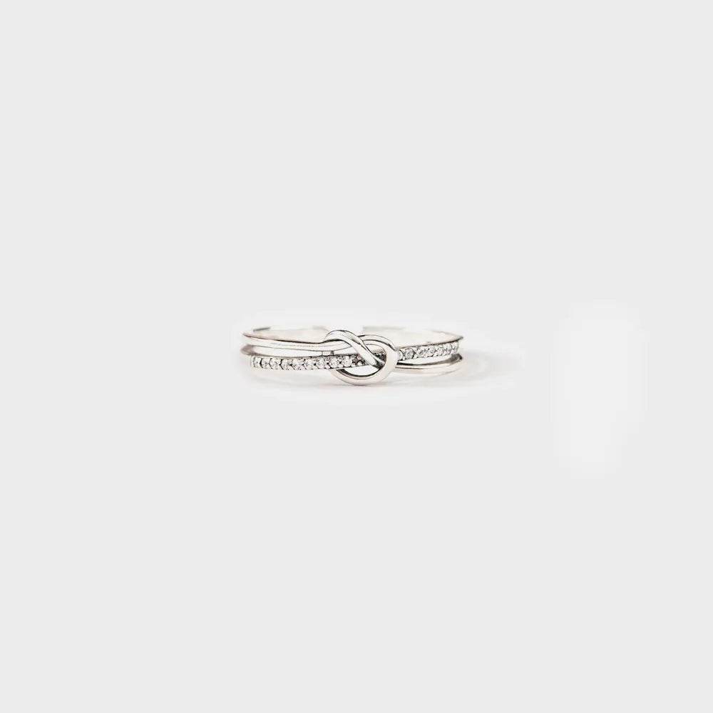 925 Sterling Silver Double-Layered Knot Ring - luxurift