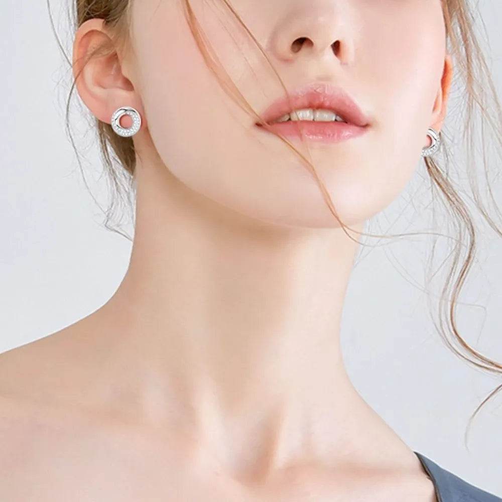 925 Sterling Silver Inlaid Moissanite Stud Earrings - luxurift