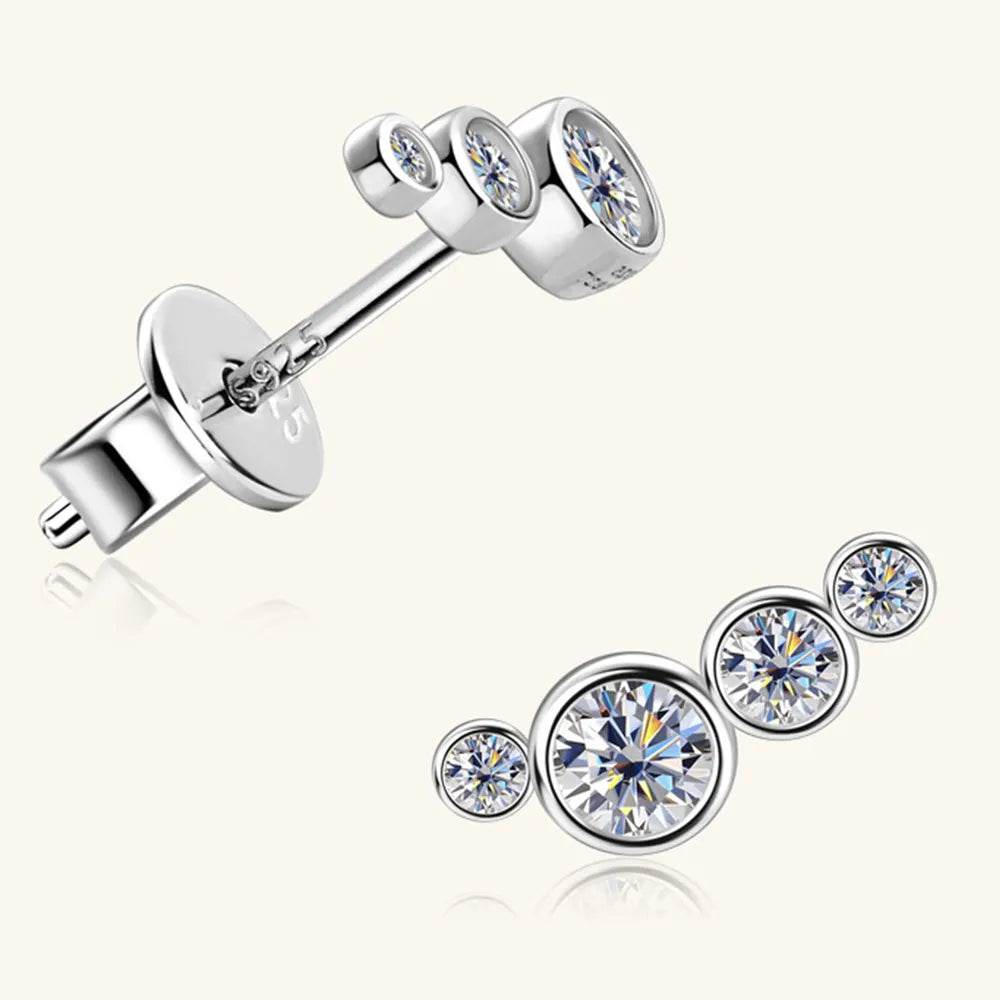 Moissanite 925 Sterling Silver Stud Earrings - luxurift