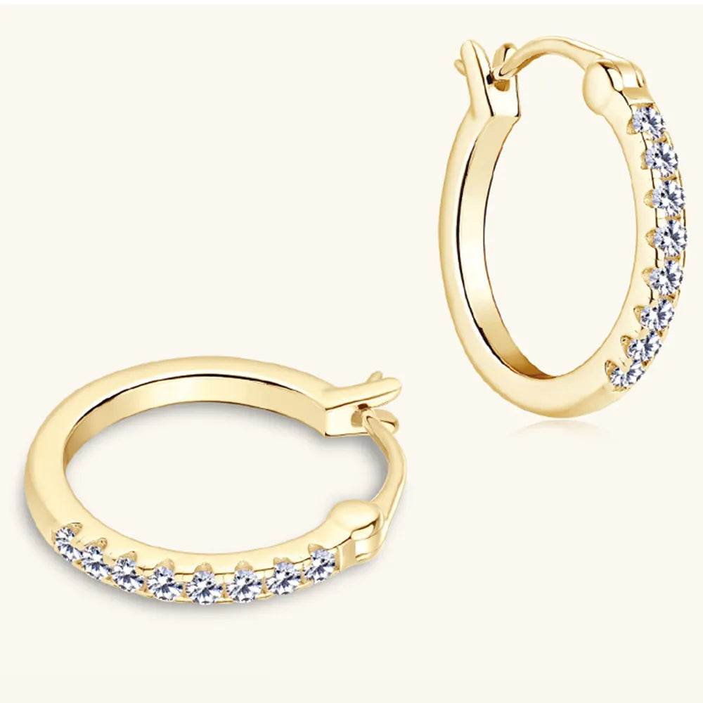 925 Sterling Silver Moissanite Huggie Earrings - luxurift