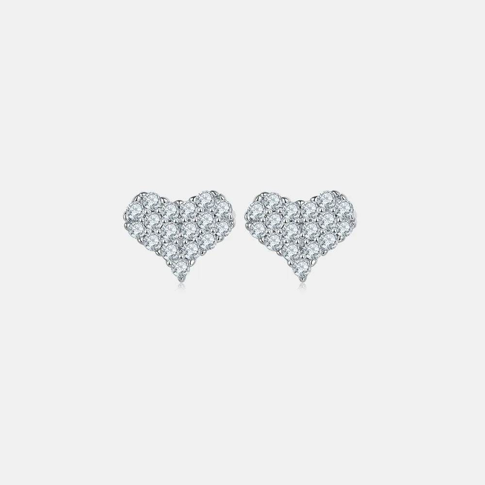 Moissanite 925 Sterling Silver Heart Stud Earrings - luxurift