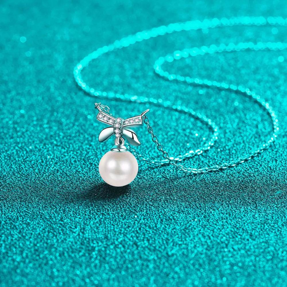 Pearl Pendant Moissanite 925 Sterling Silver Necklace - luxurift