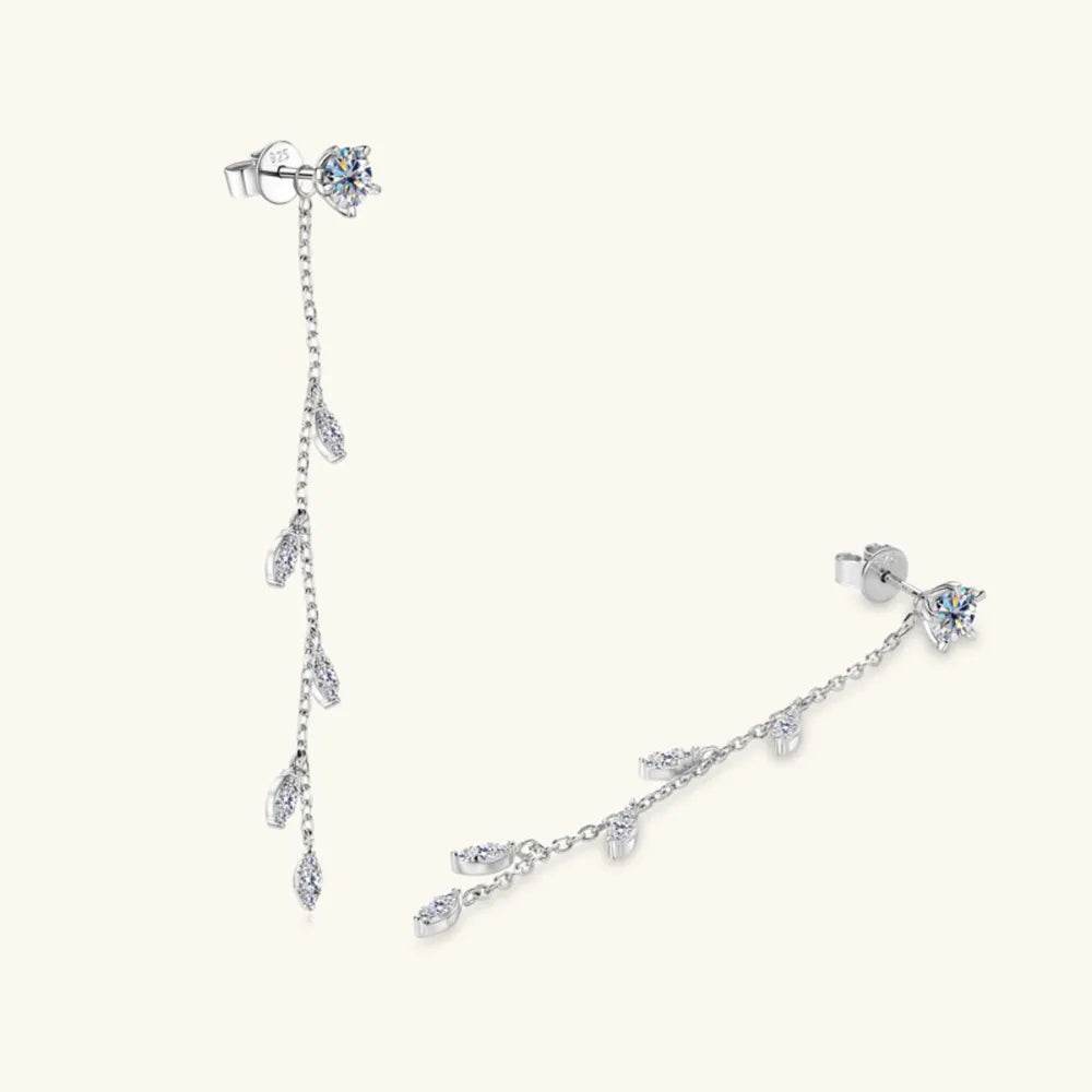 1.38 Carat Moissanite 925 Sterling Silver Leaf Earrings - luxurift