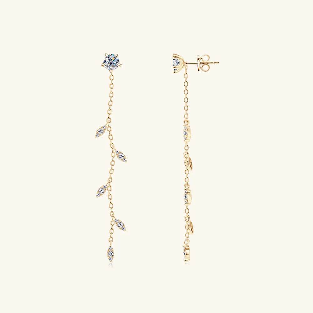 1.38 Carat Moissanite 925 Sterling Silver Leaf Earrings - luxurift
