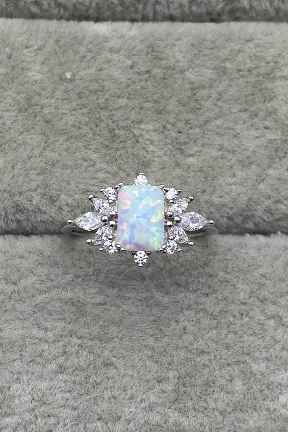 925 Sterling Silver Zircon and Opal Ring - luxurift