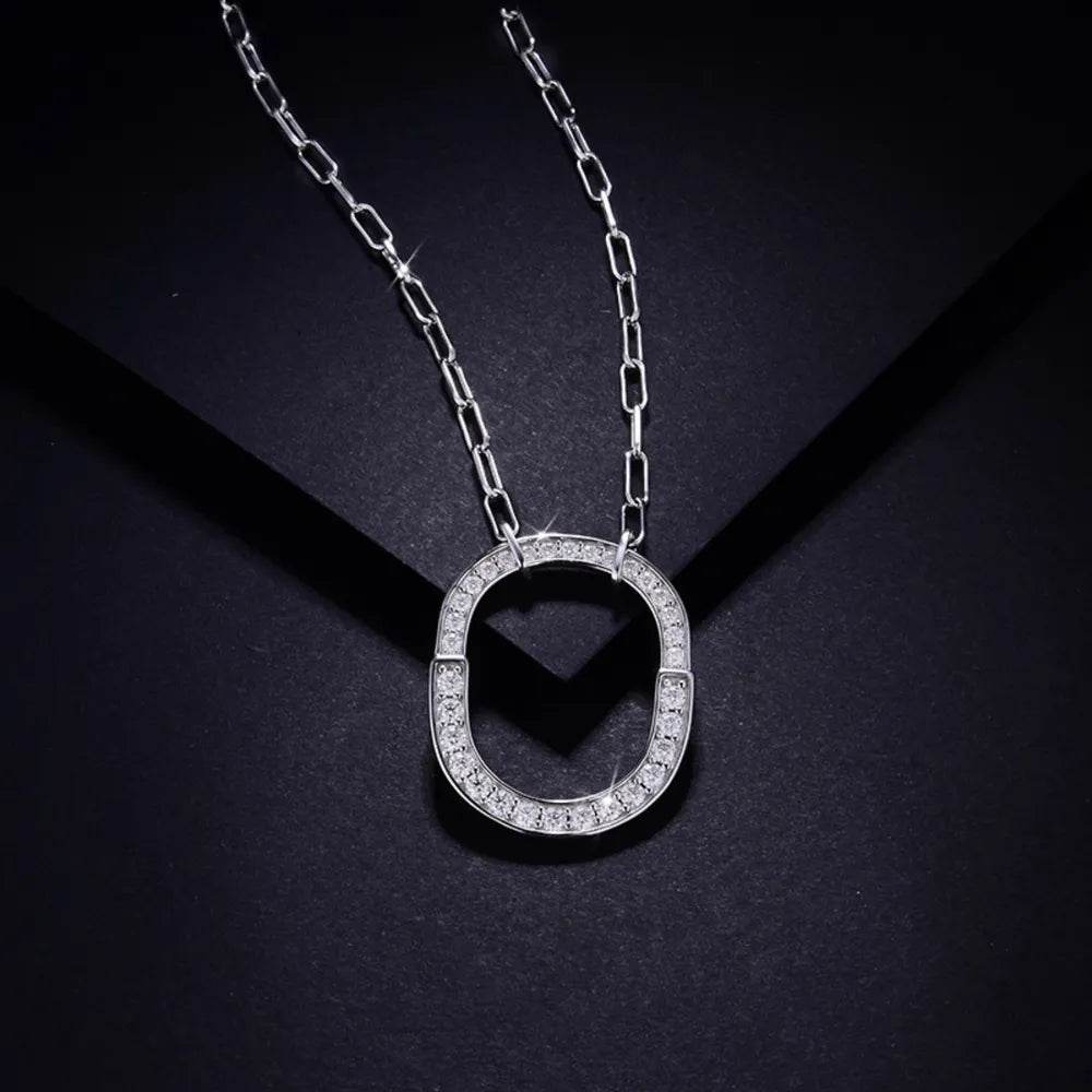 925 Sterling Silver Inlaid Moissanite Pendant Necklace - luxurift