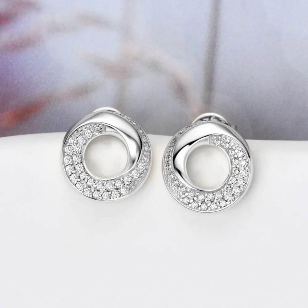 925 Sterling Silver Inlaid Moissanite Stud Earrings - luxurift