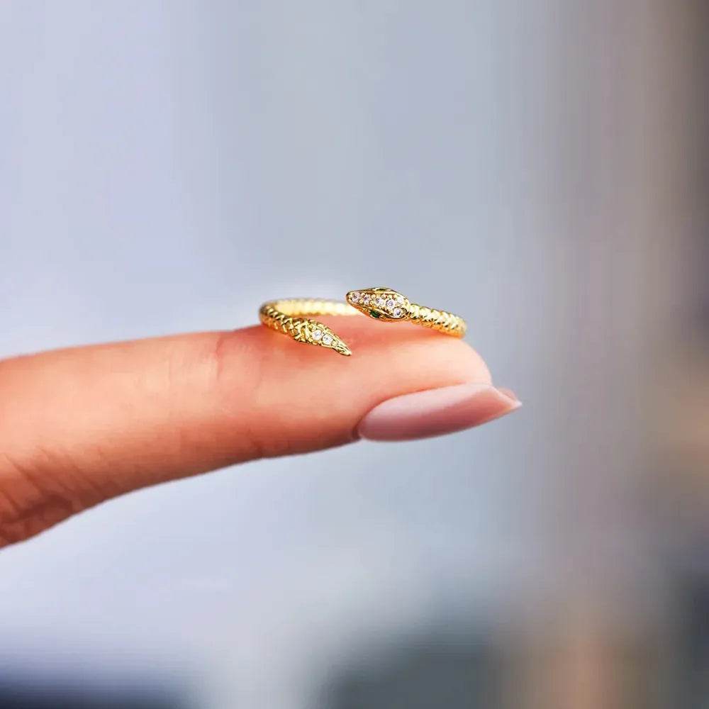 Snake Shape 18K Gold-Plated Bypass Ring - luxurift