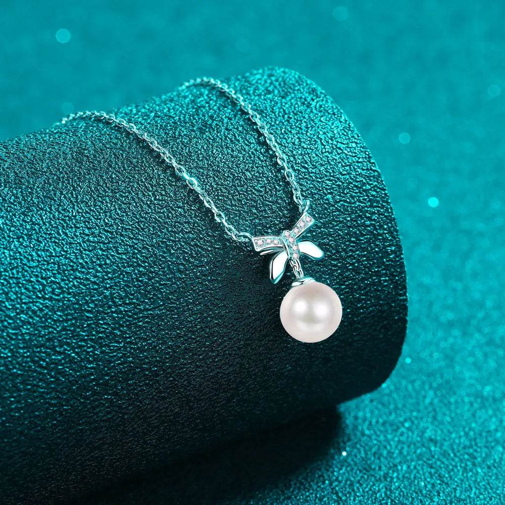 Pearl Pendant Moissanite 925 Sterling Silver Necklace - luxurift