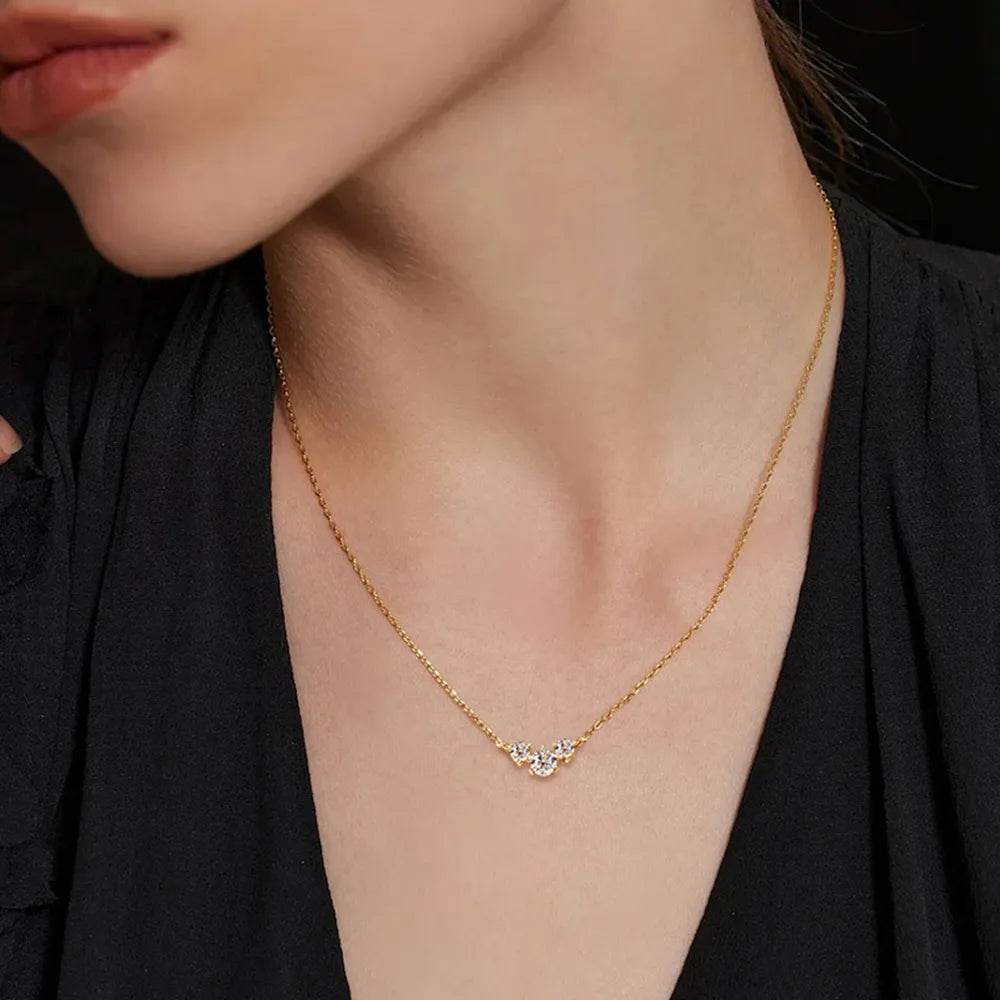 925 Sterling Silver Inlaid Moissanite Necklace - luxurift