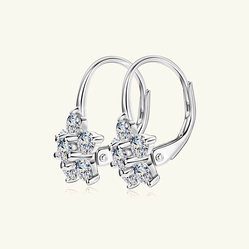 1.2 Carat 925 Sterling Silver Moissanite Flower Huggie Earrings - luxurift