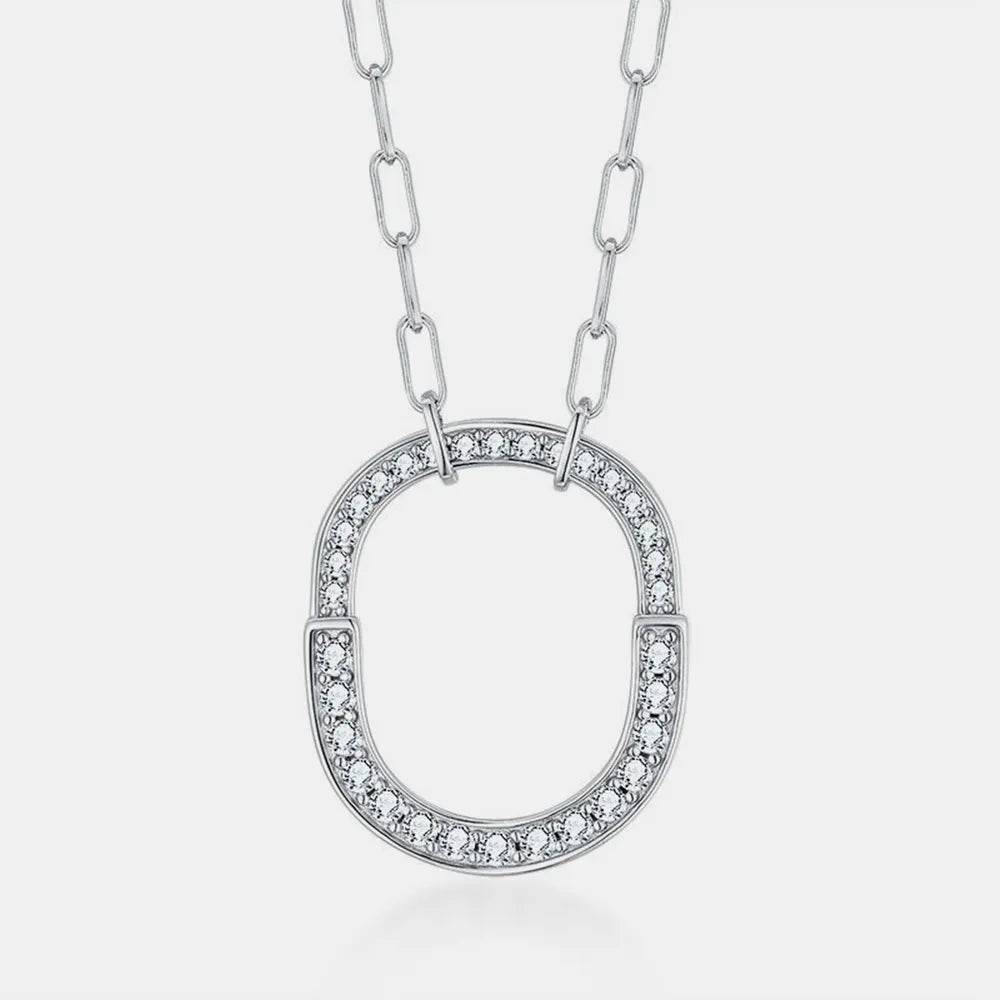 925 Sterling Silver Inlaid Moissanite Pendant Necklace - luxurift