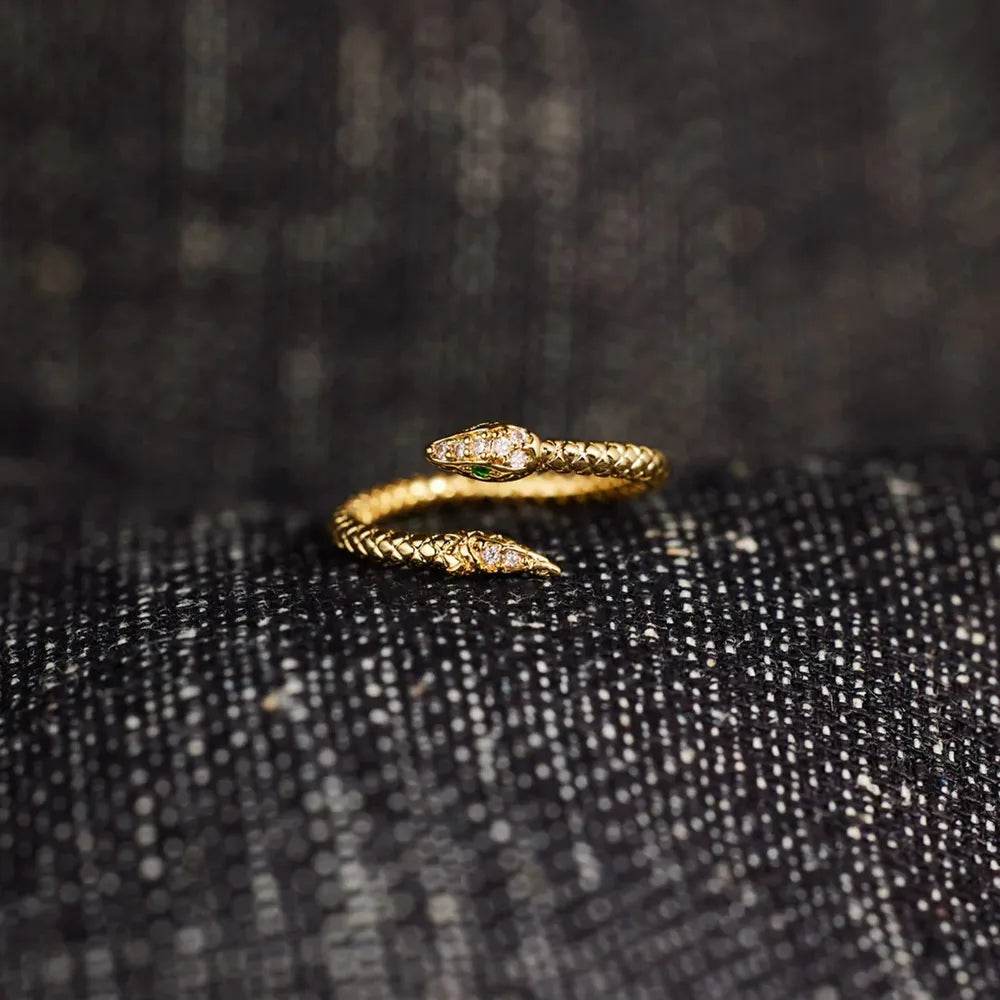 Snake Shape 18K Gold-Plated Bypass Ring - luxurift