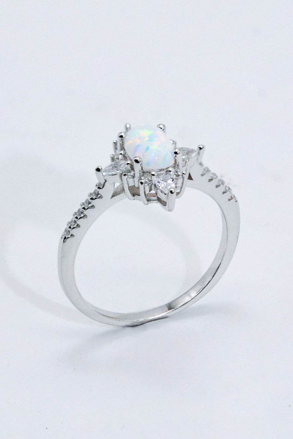 Platinum-Plated Opal and Zircon Ring - luxurift
