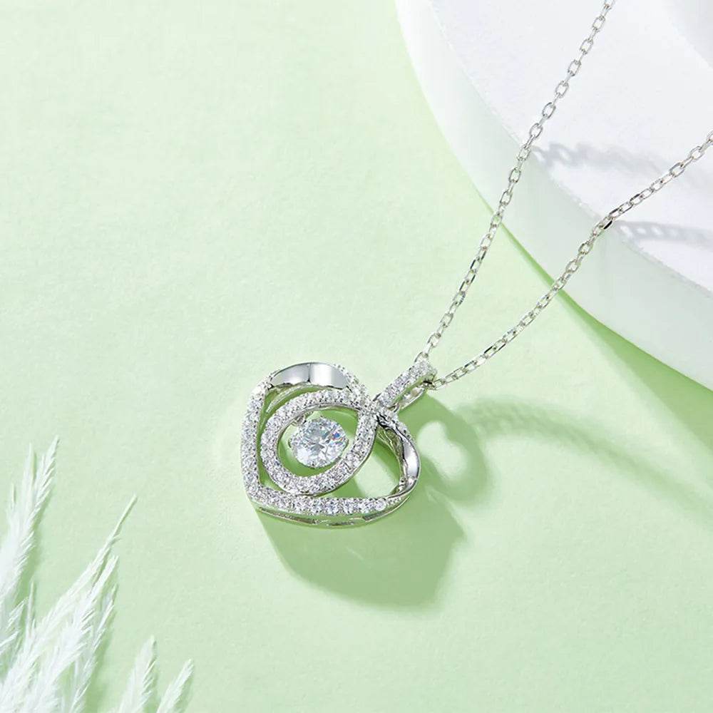 Moissanite 925 Sterling Silver Heart Shape Necklace - luxurift