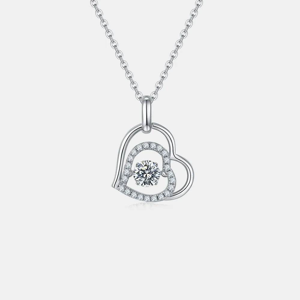 Moissanite 925 Sterling Silver Heart Necklace - luxurift