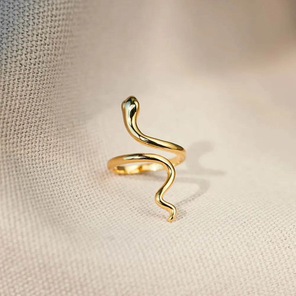 Snake Shape 18K Gold-Plated Bypass Ring - luxurift