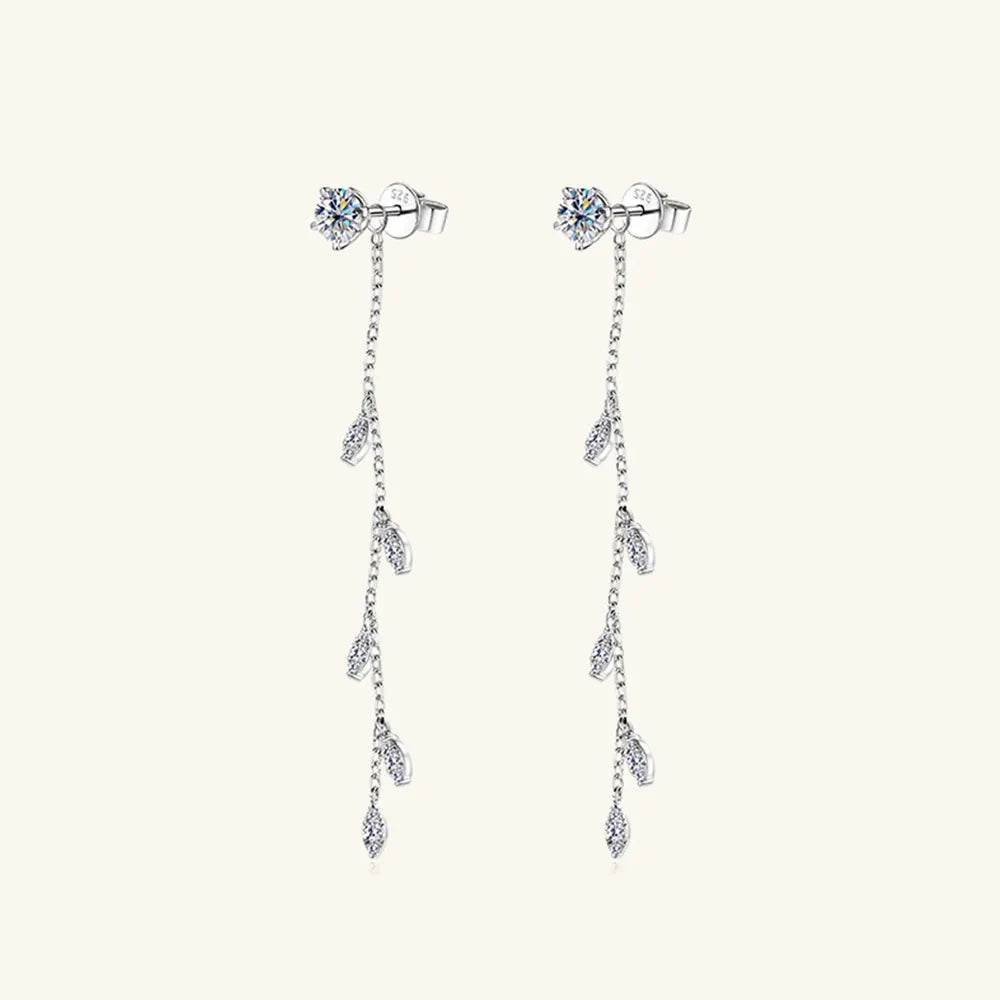 1.38 Carat Moissanite 925 Sterling Silver Leaf Earrings - luxurift