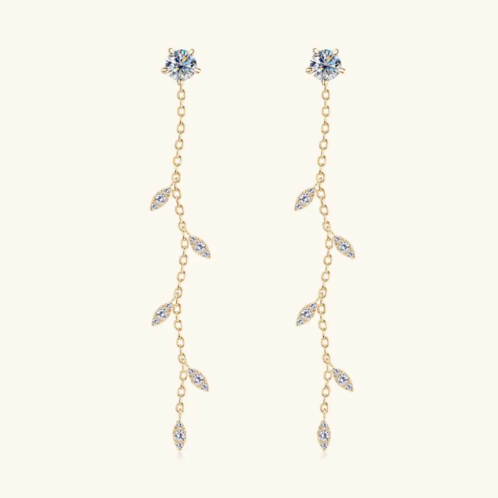 1.38 Carat Moissanite 925 Sterling Silver Leaf Earrings - luxurift