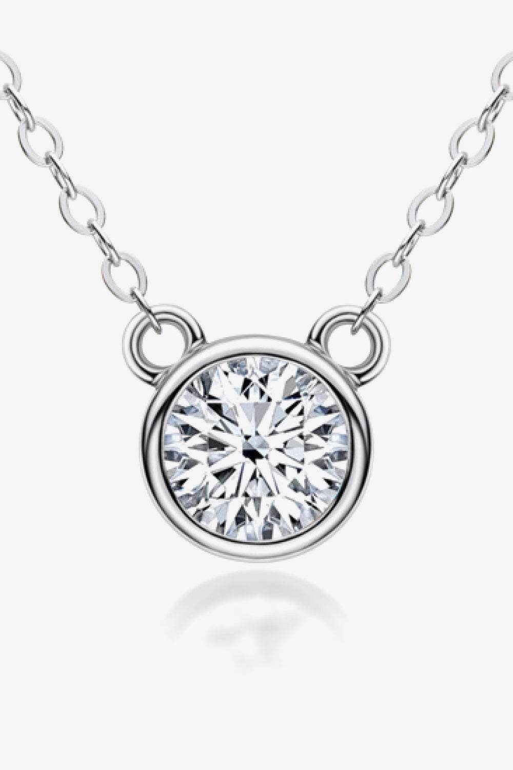 925 Sterling Silver 1 Carat Moissanite Round Pendant Necklace - luxurift