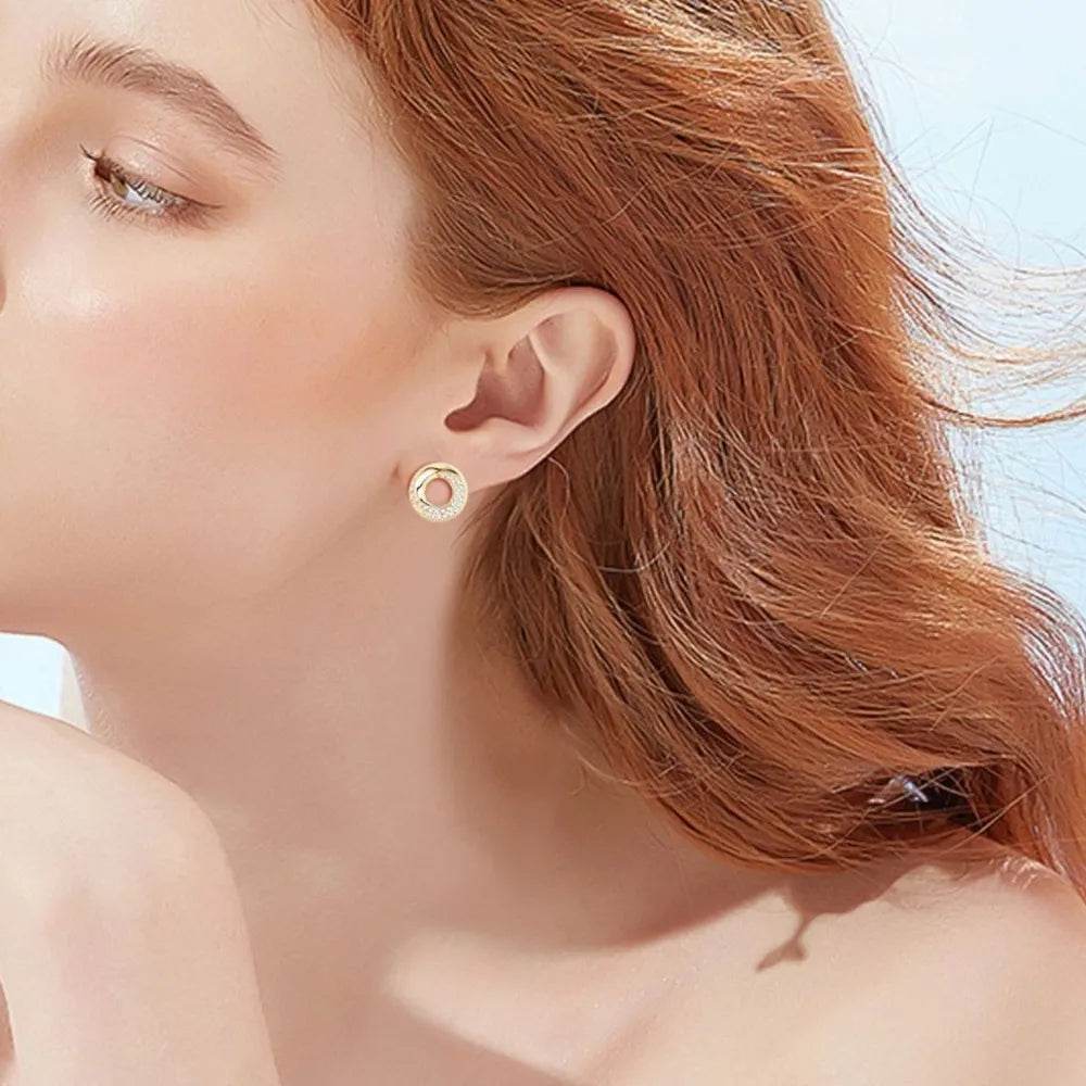925 Sterling Silver Inlaid Moissanite Stud Earrings - luxurift