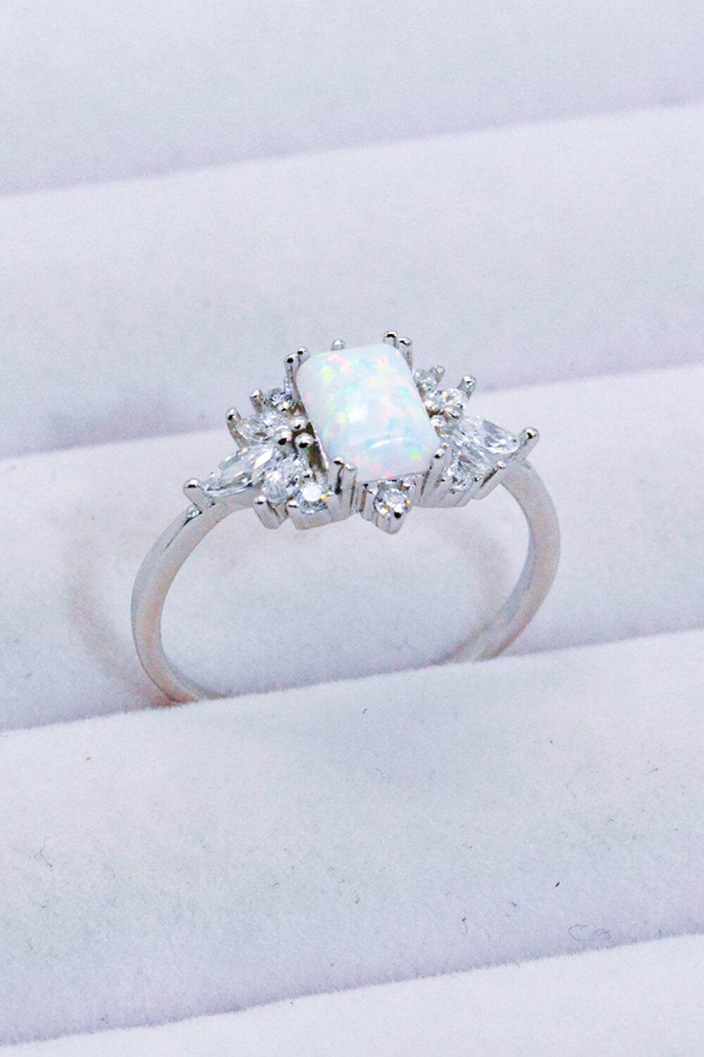 925 Sterling Silver Zircon and Opal Ring - luxurift