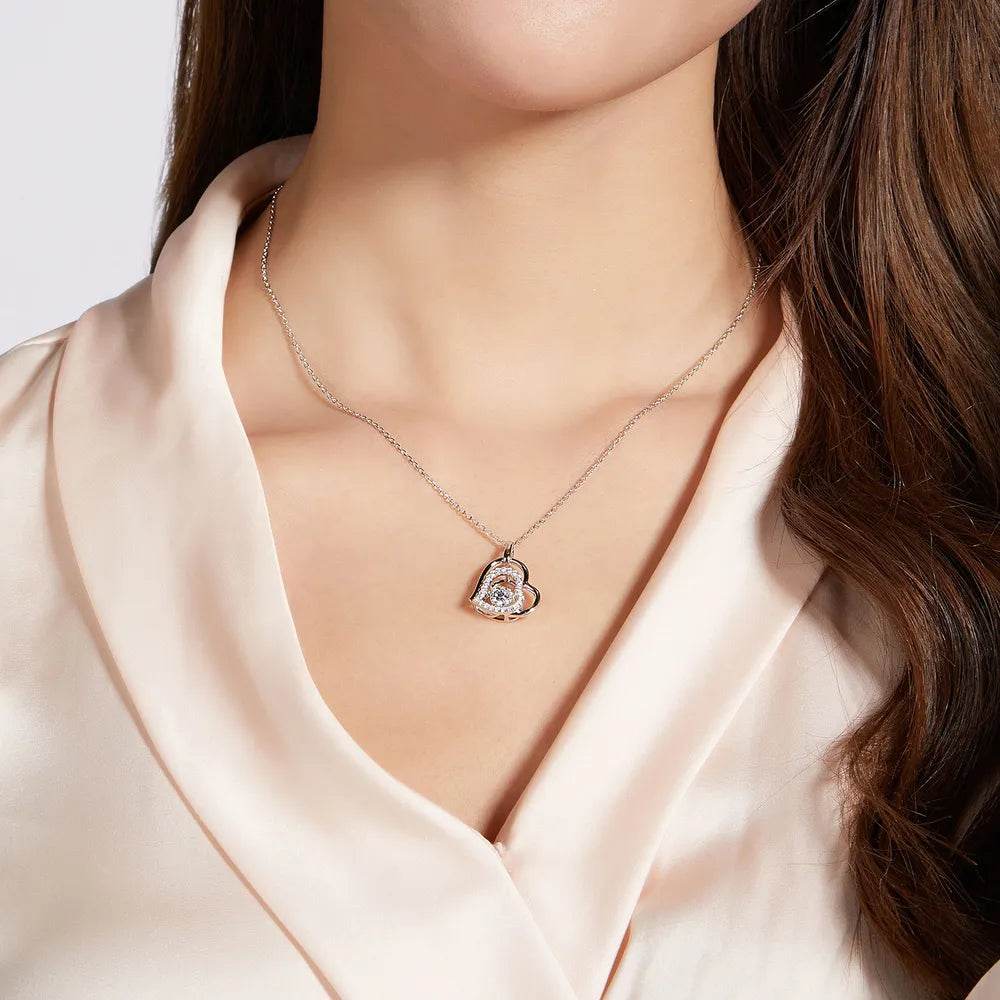 Moissanite 925 Sterling Silver Heart Necklace - luxurift