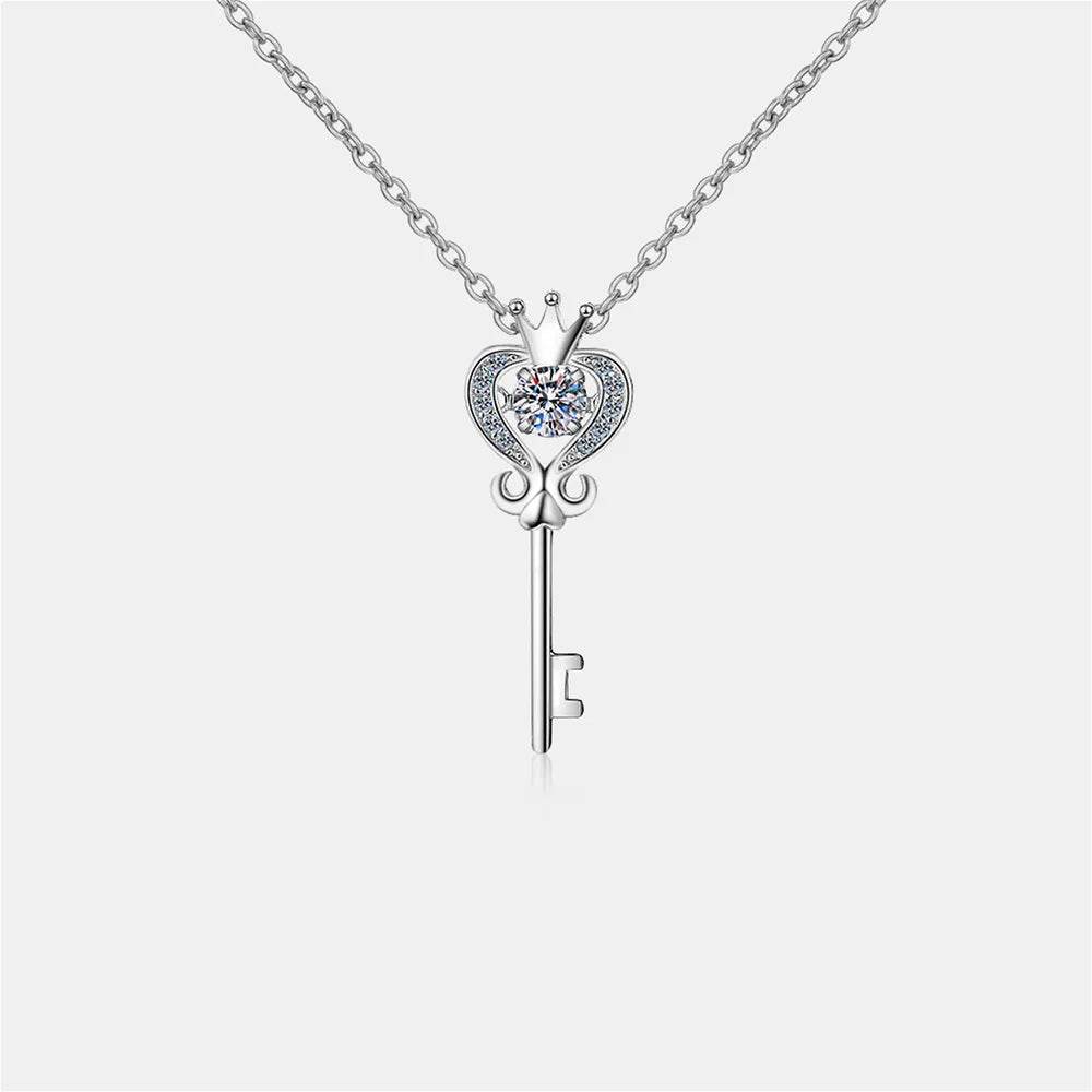 Key Shape Moissanite 925 Sterling Silver Necklace - luxurift