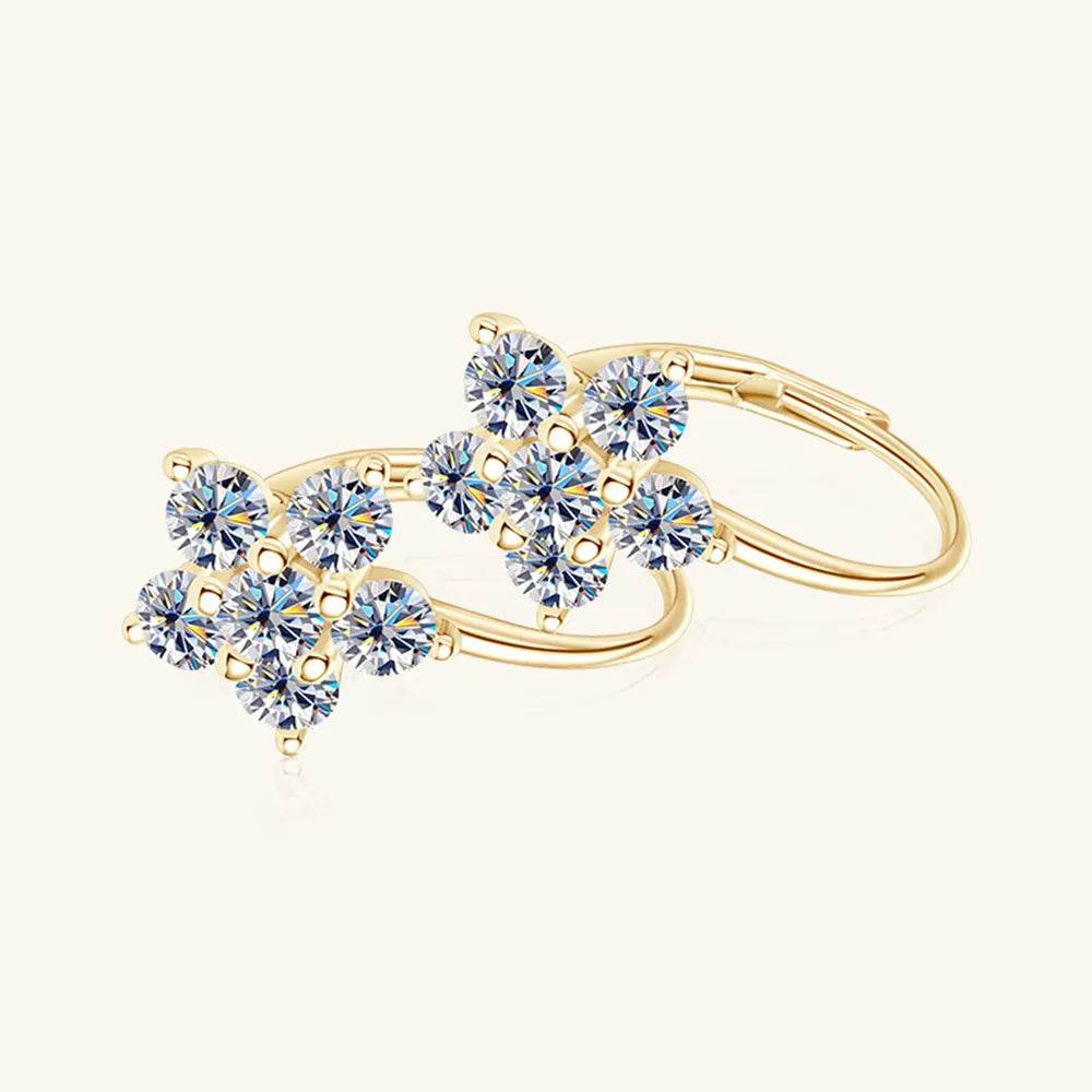 1.2 Carat 925 Sterling Silver Moissanite Flower Huggie Earrings - luxurift