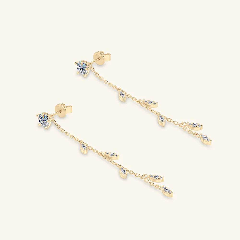 1.38 Carat Moissanite 925 Sterling Silver Leaf Earrings - luxurift