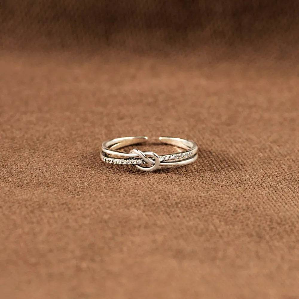 925 Sterling Silver Double-Layered Knot Ring - luxurift