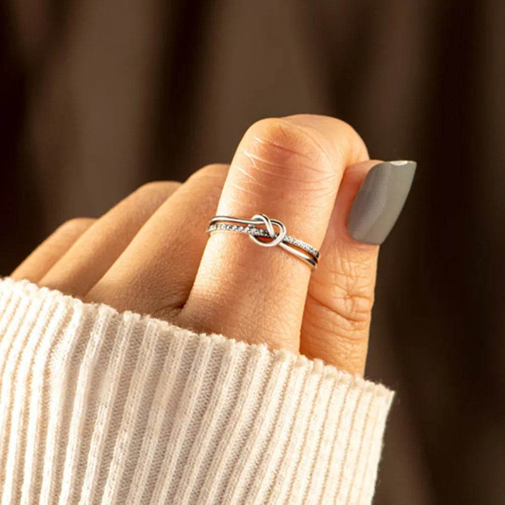 925 Sterling Silver Double-Layered Knot Ring - luxurift
