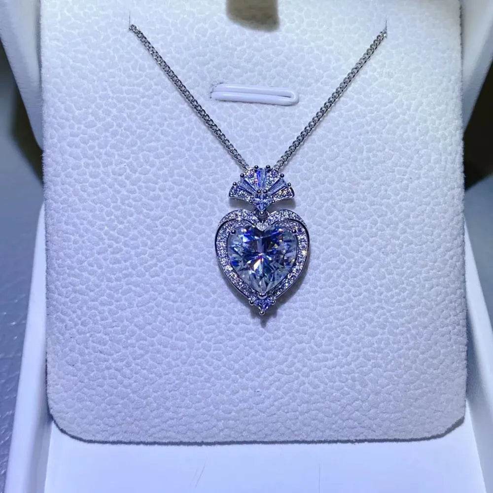 3 Carat Moissanite 925 Sterling Silver Heart Pendant Necklace - luxurift