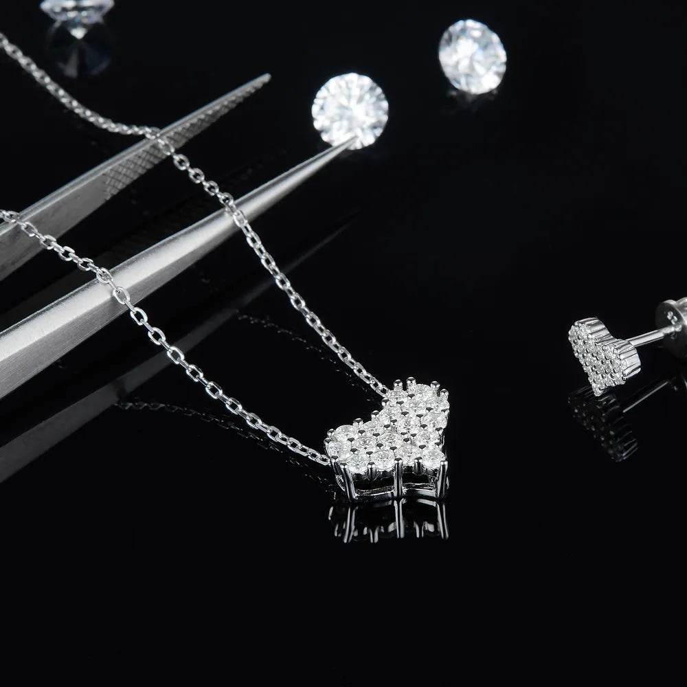 Moissanite 925 Sterling Silver Heart Necklace - luxurift