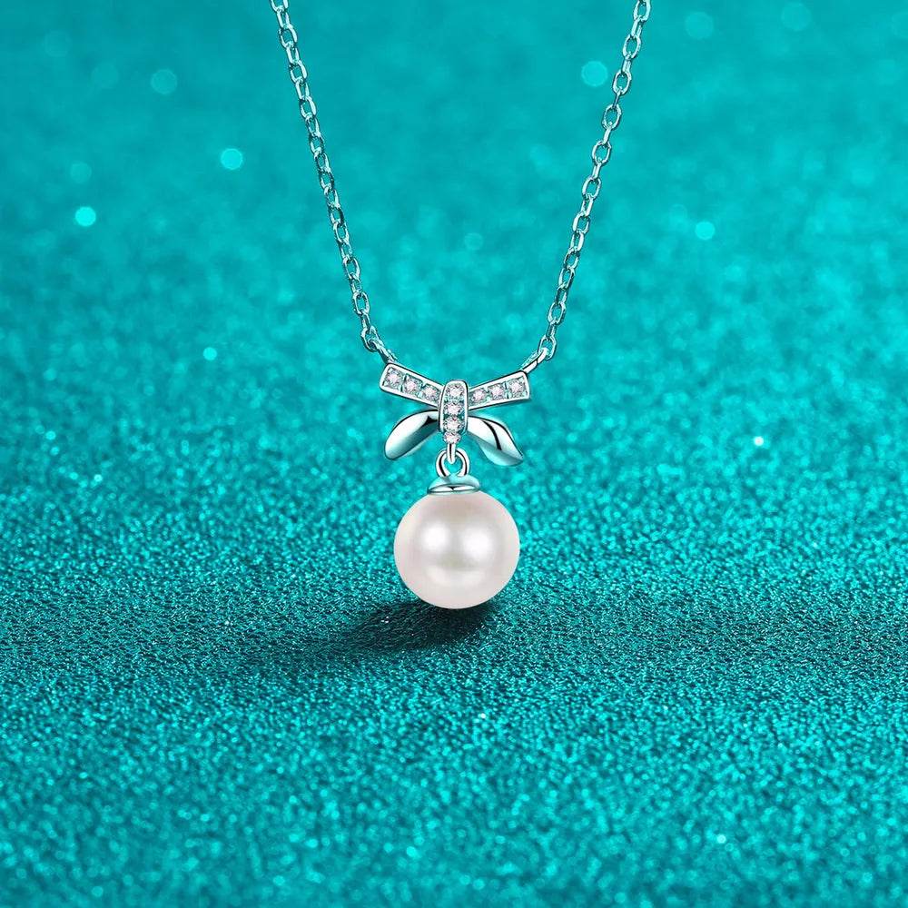 Pearl Pendant Moissanite 925 Sterling Silver Necklace - luxurift