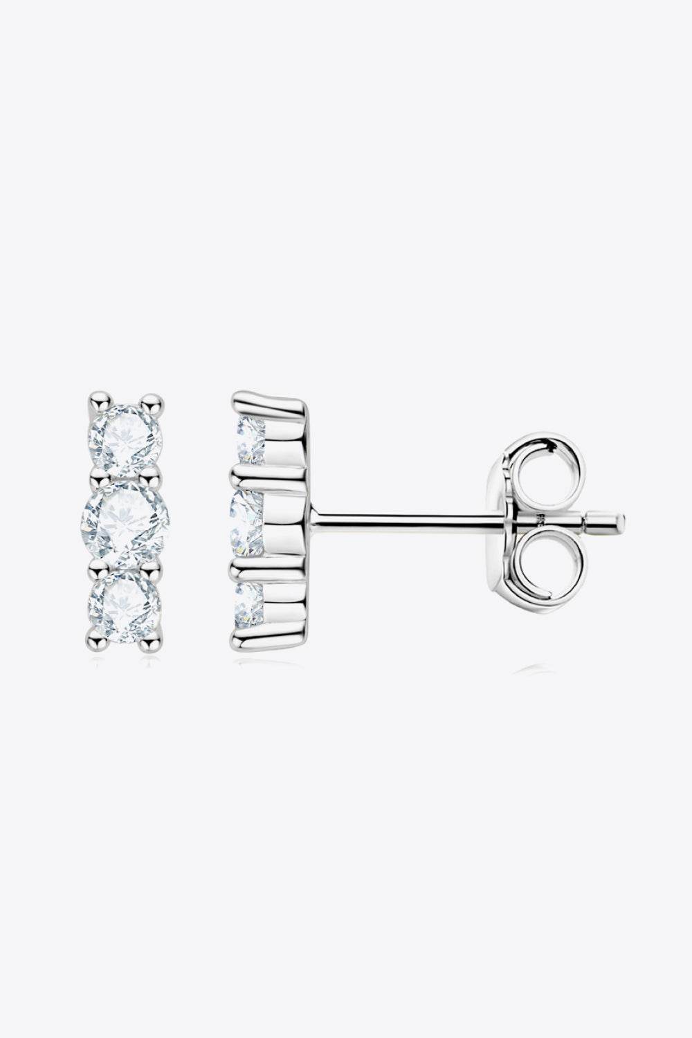 Heartbeat Rhythm 925 Sterling Silver Moissanite Stud Earrings - luxurift