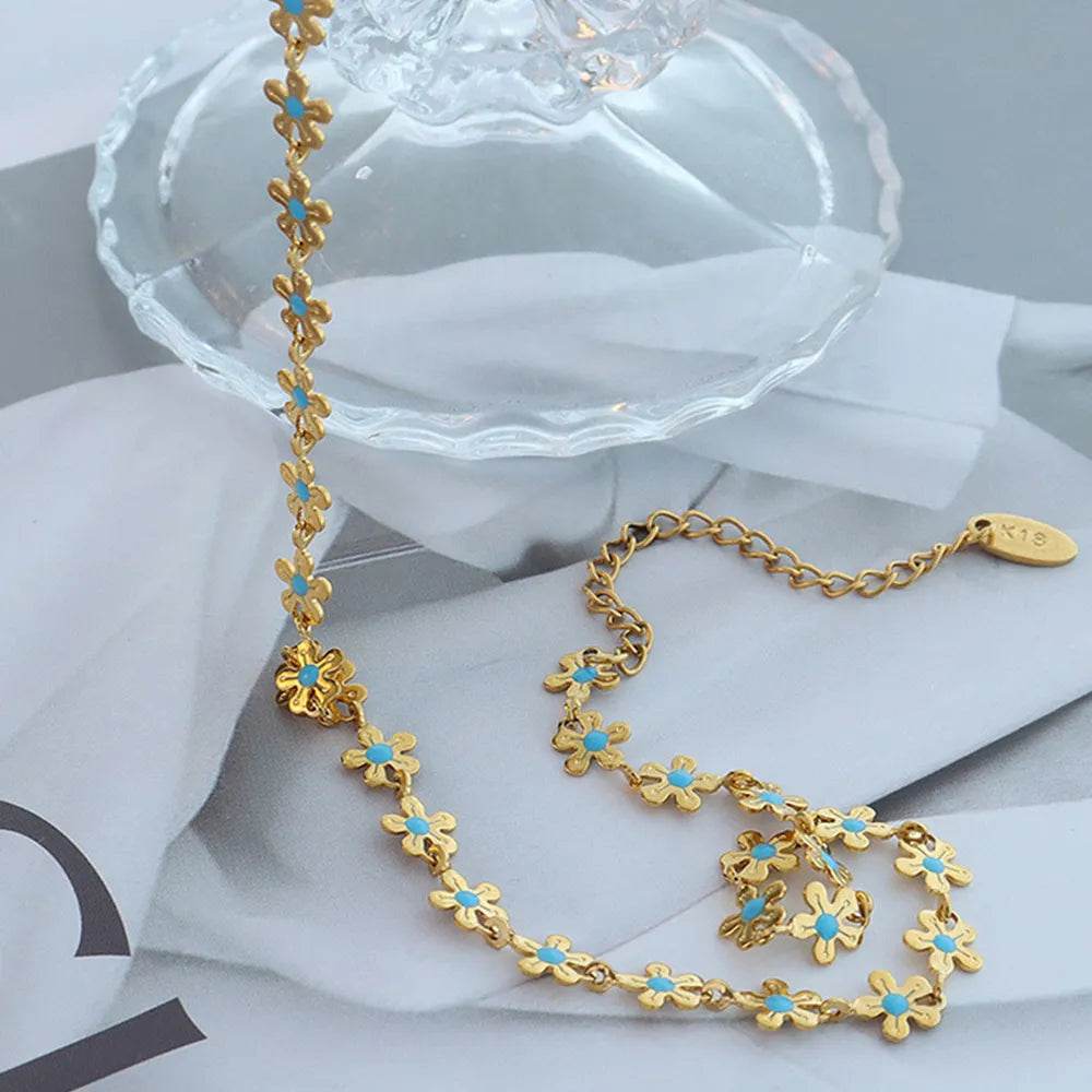 Titanium Steel Drip Oil Flower Necklace - luxurift