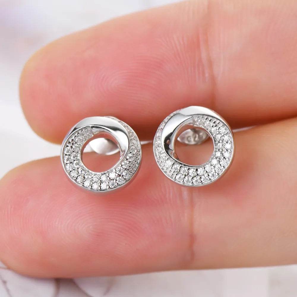 925 Sterling Silver Inlaid Moissanite Stud Earrings - luxurift