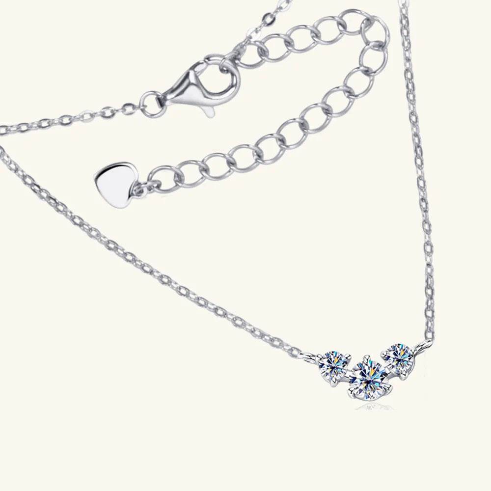 925 Sterling Silver Inlaid Moissanite Necklace - luxurift